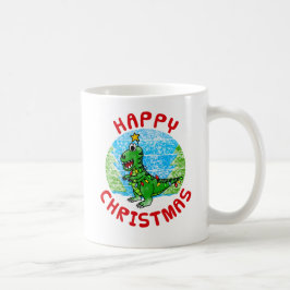 Caneca De Café T-Rex Dinossauros Crianças de Natal Engraçadas
