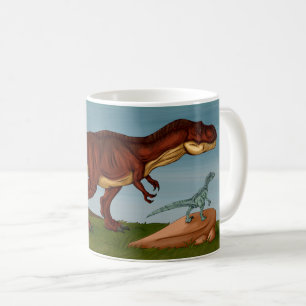 Caneca De Café T-Rex e Velociraptor