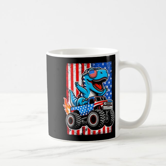 Caneca De Café T-rex engraçado andando de caminhão monstro 4 de j (Direita)