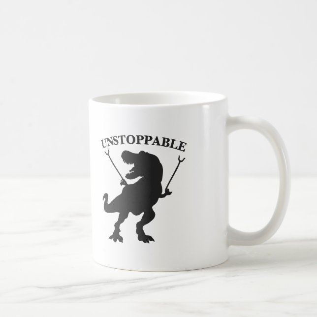 Caneca De Café T-rex imparável - Escolher cor de fundo (Direita)