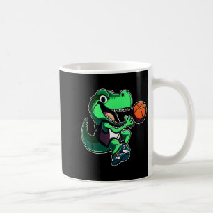 Caneca De Café T rex jogando basquete treinador dino trex rex esp