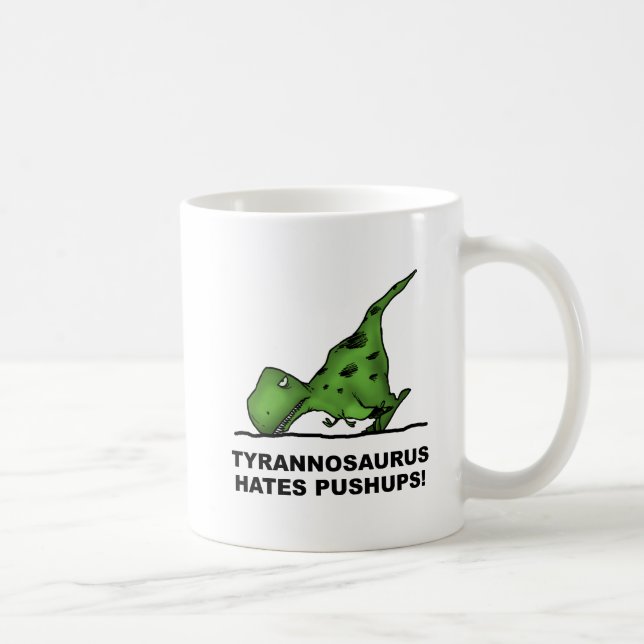 Caneca De Café T-Rex Pushups Engraçado Mug (Direita)