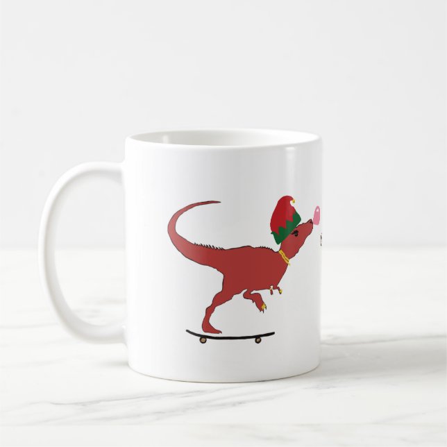 Caneca De Café T-rex Skater Holiday Art (Esquerda)