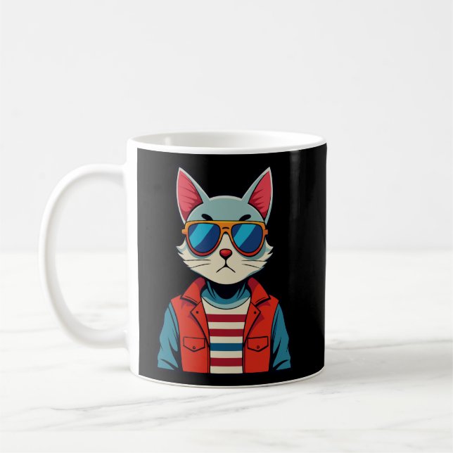 Caneca De Café T-shirt de gato (Esquerda)