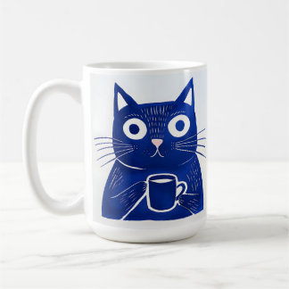 Caneca De Café T-Shirt de Gato Azul