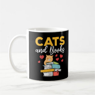 Caneca De Café T-Shirt de gatos e livros