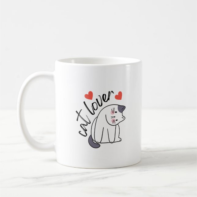 Caneca De Café T-Shirt do Gato Lover (Esquerda)