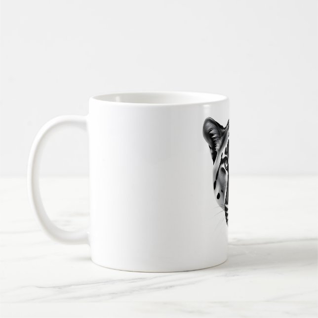 Caneca De Café T-Shirt Preto e Branco Power Cougar (Esquerda)