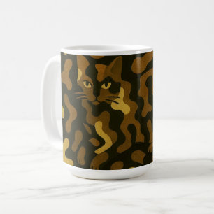 Caneca De Café Tabby Cat Camouflage Abstract Pattern