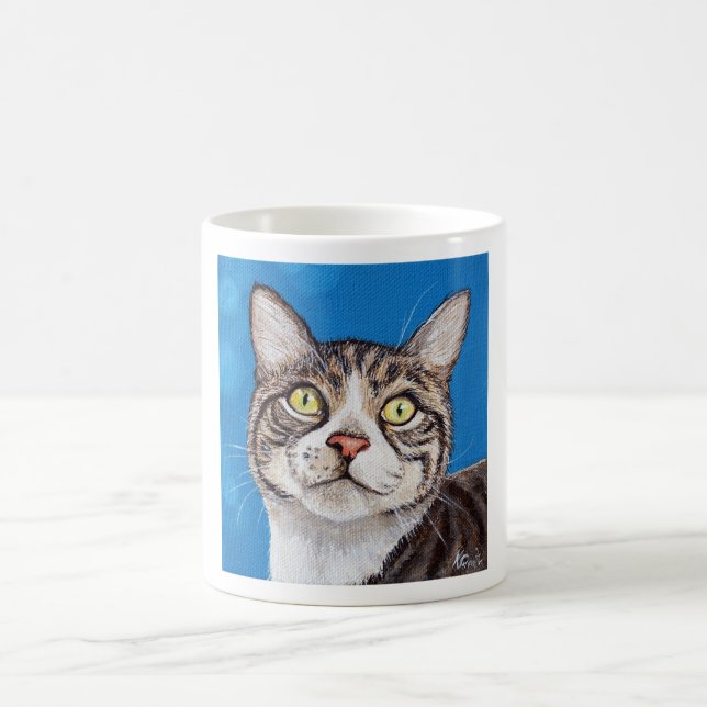 Caneca De Café Tabby Cat Painting (Centro)