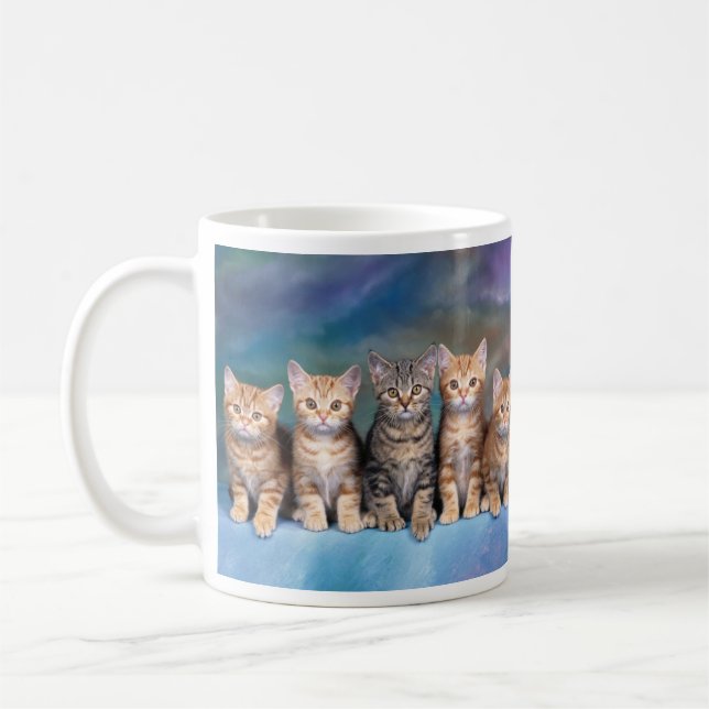 Caneca De Café Tabby Kittens em uma Linha (Esquerda)