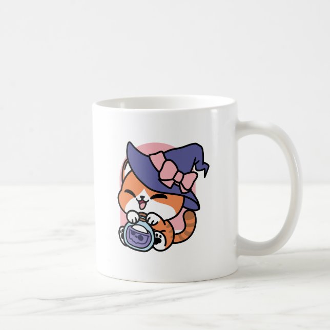 Caneca De Café Tabby Witch Brew – Design de Gato Fofo de Hallowee (Direita)