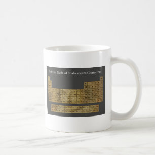 Caneca De Café Tabela Periódica de Personagens de Shakespeare