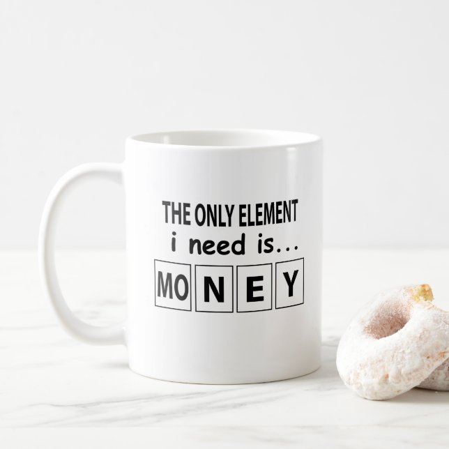 Caneca De Café Tabela Periódica Dinheiro Elemento Engraçado  (Com Donut)