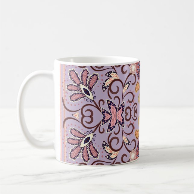 Caneca De Café Tablete floral indiana: adorável padrão pastel (Esquerda)