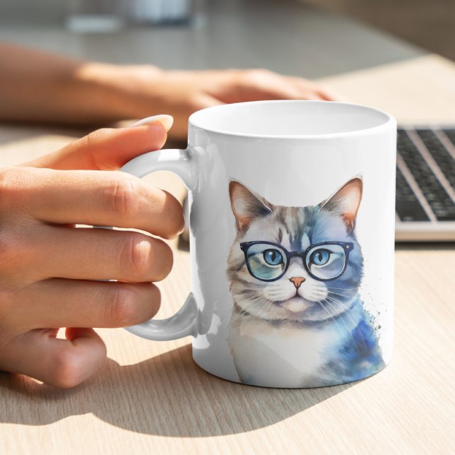 Caneca De Café Tabulações de Cinza de Aquarela por Cat Personaliz (Criador carregado)
