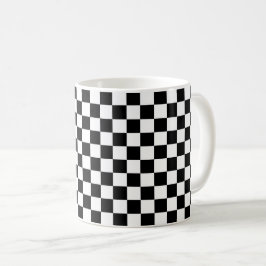 Caneca De Café Tabuleiro xadrez preto clássico