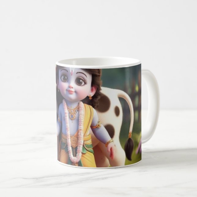 Caneca De Café Taça com Krishna pequena. (Frente Esquerda)