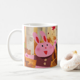 Caneca De Café Taça de Animais Jogando na Floresta do outono