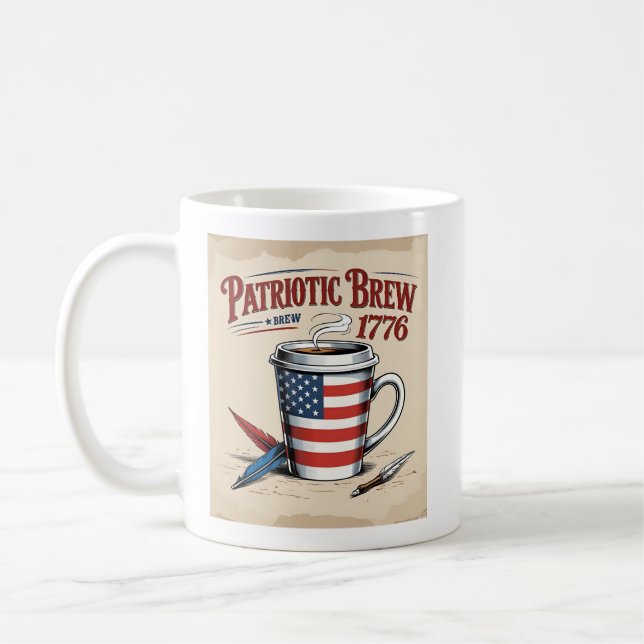 Caneca De Café Taça de Café com Bandeira Americana - Raça Patriót (Esquerda)
