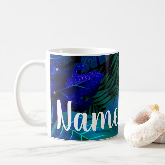 Caneca De Café Taça de café Design da Floresta Azul Personalizada (Com Donut)