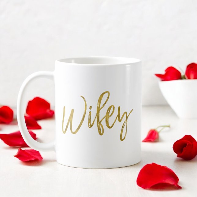 Caneca De Café Taça de Café Wifey Gold Foil Birthday (Criador carregado)