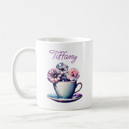 Caneca De Café Taça de chá e flores Bonito personalizadas