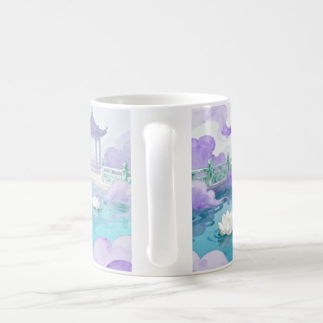 Caneca De Café Taça de Fantasia do Lago de Lótus Celestial (Alça)
