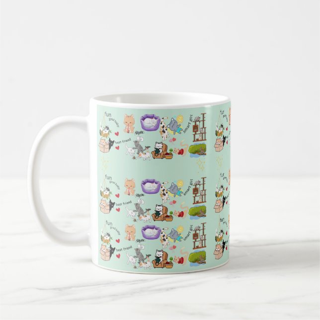 Caneca De Café Taça de Gatos e Gatinhos (Esquerda)