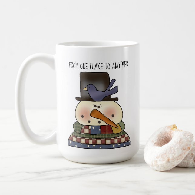 Caneca De Café Taça Primitiva de Café Snowman (Com Donut)