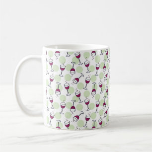 Caneca De Café Taças de Vinho Tinto Bolhas Ilustração Padrão