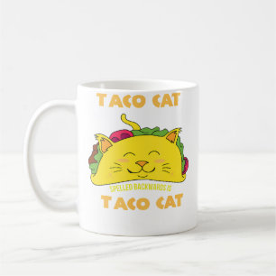 Caneca De Café Taco Cat Escrito ao Contrário é Taco Cat