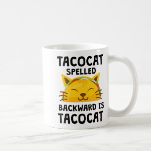 Caneca De Café Taco Cat Escrito ao Contrário é Taco Cat Citação D