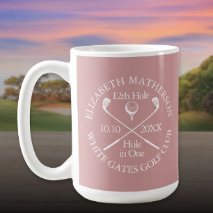 Caneca De Café Taco de Golfe Personalizado Buraco em Um Rosa Poei