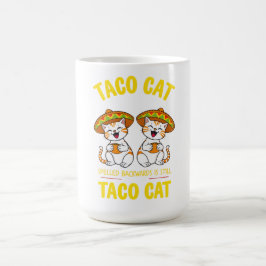 Caneca De Café Taco Gato Escrito ao Contrário Divertido Cinco de