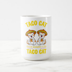 Caneca De Café Taco Gato Escrito ao Contrário Divertido Cinco de 