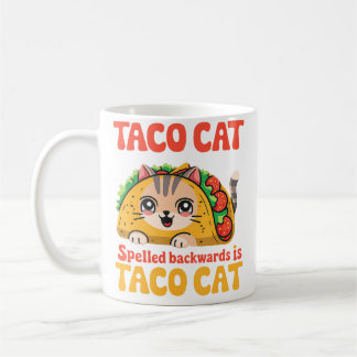 Caneca De Café Tacocat Escrito ao Contrário É Tacocat Gato E Taco