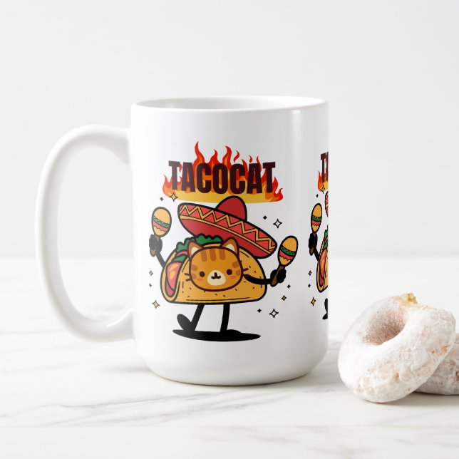 Caneca De Café Tacocat Spelled Backwards Is Tacocat (Com Donut)