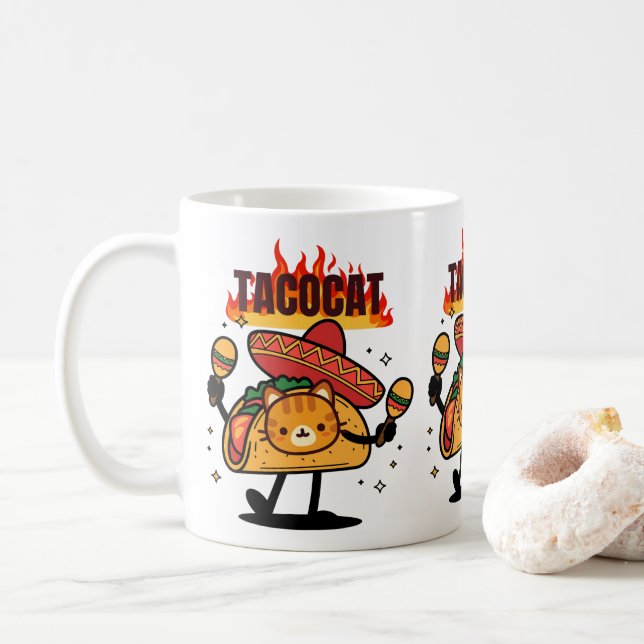 Caneca De Café Tacocat Spelled Backwards Is Tacocat (Com Donut)