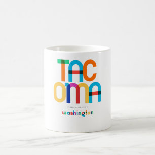 Caneca De Café Tacoma Washington Meados do Século, Arte Pop,