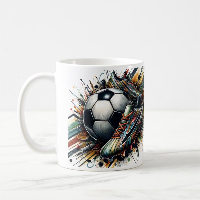Caneca De Café Tacos de Futebol Abstratos (Esquerda)