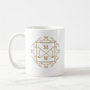 Caneca De Café Tacos de Golfe Monograma Elegante