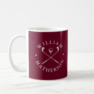 Caneca De Café Tacos de Nome Personalizado de Golfe Burgundy e Br