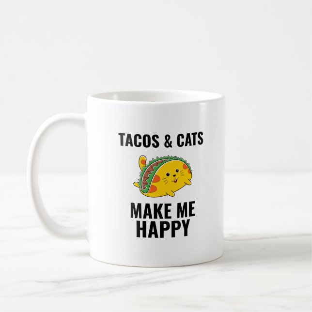 Caneca De Café Tacos make me happy funny tacos Mexican food (Esquerda)