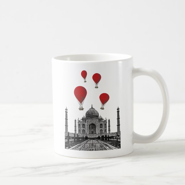 Caneca De Café Taj Mahal e Red Hot Air Balloons (Direita)