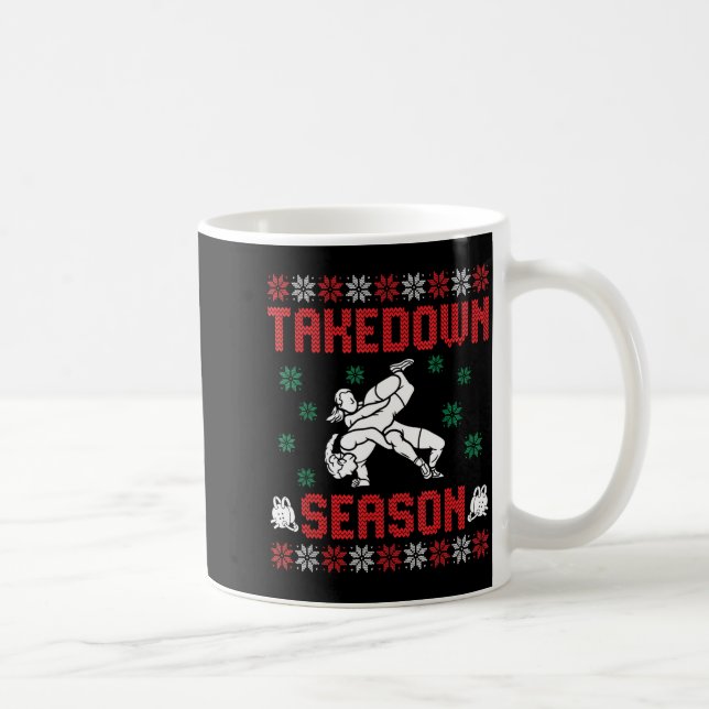 Caneca De Café Takedown Season Girls Wrestling Ugly Sweater Chris (Direita)