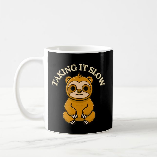 Caneca De Café Taking It Slow Calm Sloth Cartoon Coffee (Esquerda)