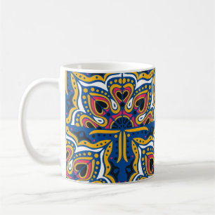 Caneca De Café Talavera Indian Mosaic: cerâmica sem costura.