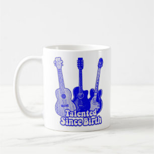 Caneca De Café Talento desde o nascimento. guitarras azuis vintag