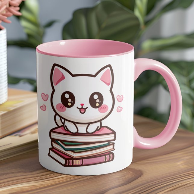 Caneca De Café Tales E Caudas Fazem Meu Dia - Gatos E Livros (This cozy and creative design is perfect for anyone who loves their pets as much as their books)
